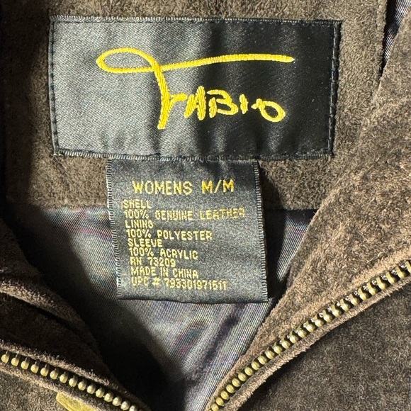 FABIO brown genuine leather with sweater sleeves jacket sz Medium vintage Y2K - Picture 17 of 17